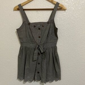Daytrip Black/Gray Stripe with Eyelet Sleeveless Top